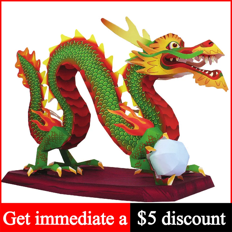 Art Craft Cardboard - Drago cinese Loong fatto a mano